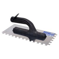 Кельма зубчатая ИНТЕК нержавеющая сталь 270х130 мм зуб 10х10 мм, арт.10105-270-010