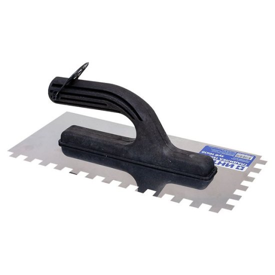 Кельма зубчатая ИНТЕК нержавеющая сталь 270х130 мм зуб 10х10 мм, арт.10105-270-010