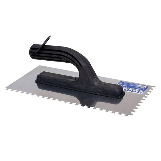 Кельма зубчатая ИНТЕК нержавеющая сталь 270х130 мм зуб 6х6 мм, арт.10105-270-006