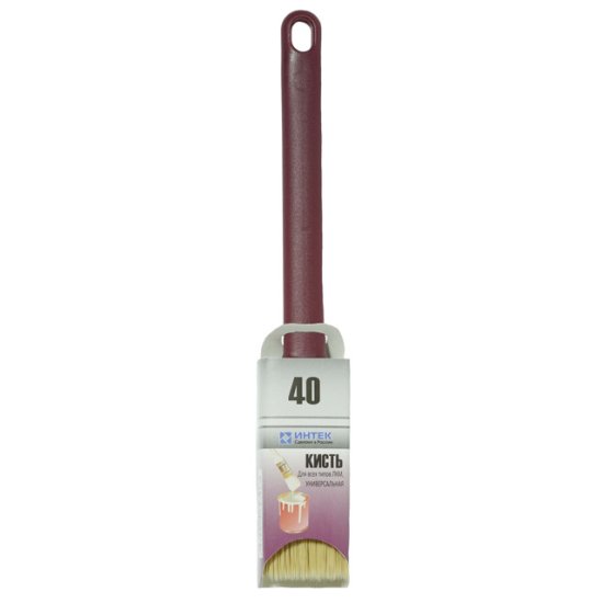 Кисть плоская универсальная ИНТЕК искусственная щетина пластиковая ручка 40 мм, арт.10503-40