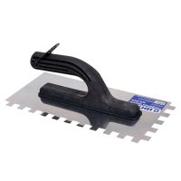 Кельма зубчатая ИНТЕК нержавеющая сталь 270х130 мм зуб 12х12 мм, арт.10105-270-012