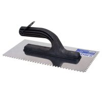 Кельма зубчатая ИНТЕК нержавеющая сталь 270х130 мм зуб 4х4 мм, арт.10105-270-004