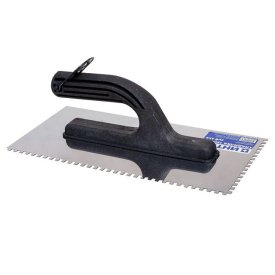 Кельма зубчатая ИНТЕК нержавеющая сталь 270х130 мм зуб 4х4 мм, арт.10105-270-004