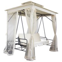 Качели садовые с антимоскитной сеткой 1,87х1,47х2,4м бежевые (до 300кг)