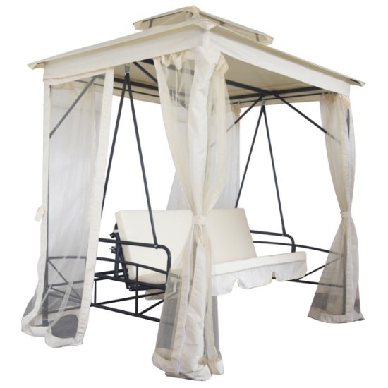Качели садовые с антимоскитной сеткой 1,87х1,47х2,4м бежевые (до 300кг)