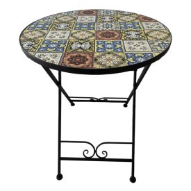 Стол садовый складной Октавио круглый 600х600х720мм керамика, железо