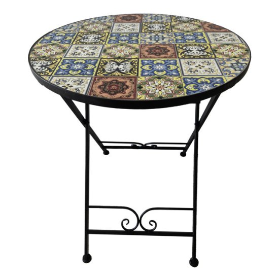 Стол садовый складной Октавио круглый 600х600х720мм керамика, железо