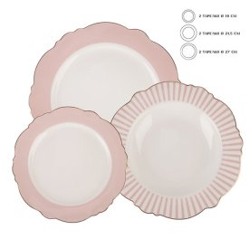 Набор тарелок NOUVELLE HOME Pink 6шт19/21,5/27 фарфор