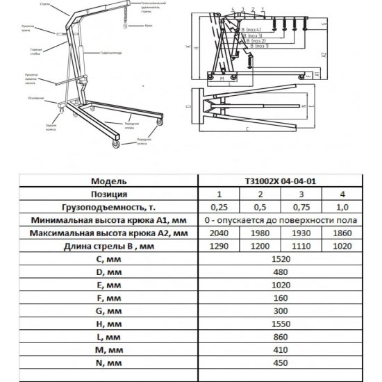Гидравлический кран Gigant GEC-1