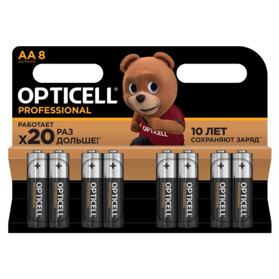 Батарейка OPTICELL Профешионал 1,5В алкалиновая AA 8шт