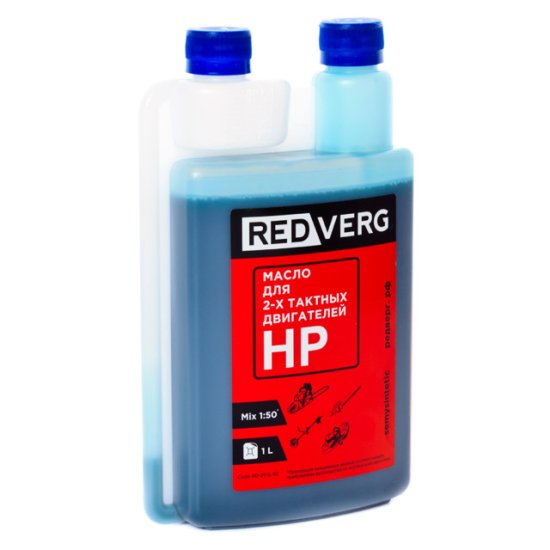Масло для 2-тактных двигателей REDVERG полусинтетическое c дозатором 1л