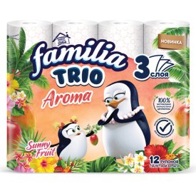 Бумага туалетная FAMILIA Trio Sunny Fruit 12шт в уп. 3-слойные 140 листов парфюмированная