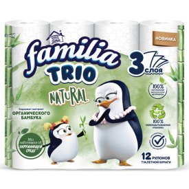 Бумага туалетная FAMILIA Trio 12шт в уп. 3-слойные 140 листов без аромата белая