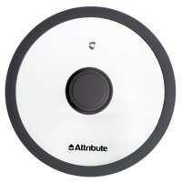 Крышка ATTRIBUTE Нова/Nova 20см с пароотводом стекло, силиконовый ободок