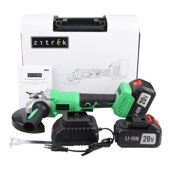 Шлифмашина угловая ZITREK AG 20 Pro 125мм 20B Li-Ion 4Aч 2АКБ аккумуляторная
