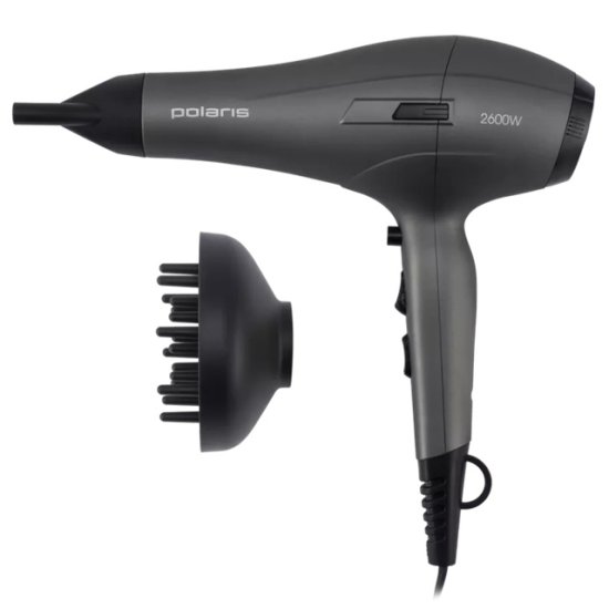 Фен POLARIS PHD 2600ACi Salon Hair 2600Вт ионизация серый/графитовый
