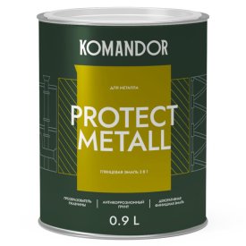 Грунт-эмаль по металлу KOMANDOR Protect Metall база С 0,9 л глянцевая бесцветная, арт.S1312003001