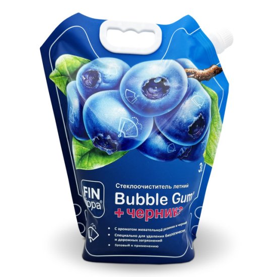 Автоочиститель стекол FIN TIPPA Bubble Gum черника летний 3л дой-пак