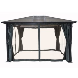 Шатер с боковыми полотнами и антимоскитной сеткой 3х3,6х2,6м серый, коричневый