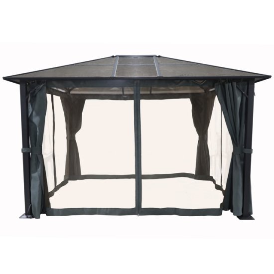 Шатер с боковыми полотнами и антимоскитной сеткой 3х3,6х2,6м серый, коричневый