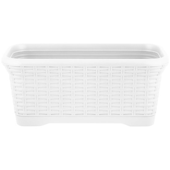 Горшок прямоугольный INGREEN Rattan 40 см 7л съемный поддон белоснежный жасмин