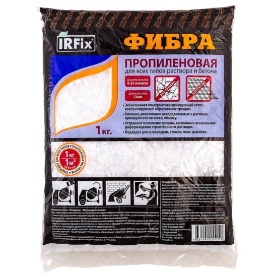 Волокно пропиленовое IRFIX ФибраЛюкс 12мм 1кг, арт. 55241