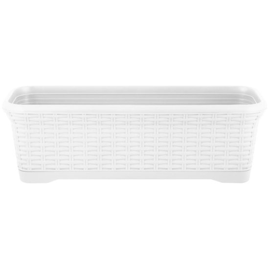 Горшок прямоугольный INGREEN Rattan 55 см 10л съемный поддон белоснежный жасмин