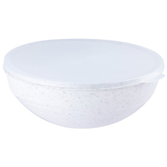 Миска ПОЛИМЕРБЫТ Granite 3л 22см с крышкой пластик белый
