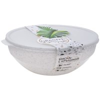 Миска ПОЛИМЕРБЫТ Granite 2л 19,4см с крышкой пластик белый