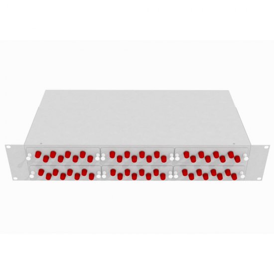 Укомплектованный одномодовый стоечный оптический кросс TopLan КРС-Top-2U-48FC/U-OS2-GY