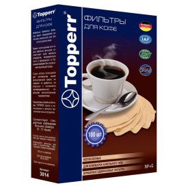 Фильтры для кофе TOPPERR 1х4 100шт неотбеленные