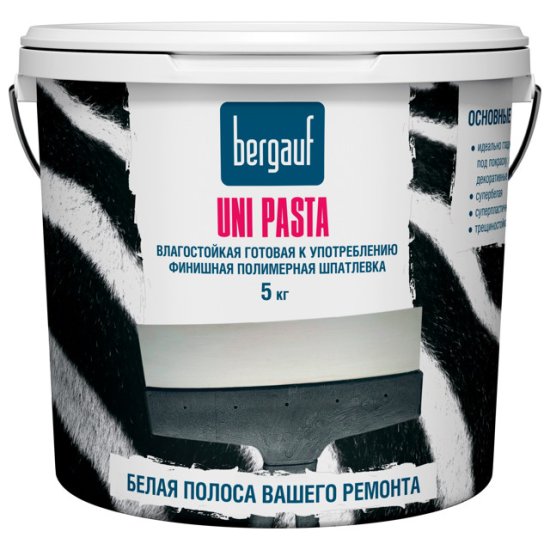Шпатлевка готовая BERGAUF Uni Pasta U финишная влагостойкая 5кг, арт. UniPastaU5