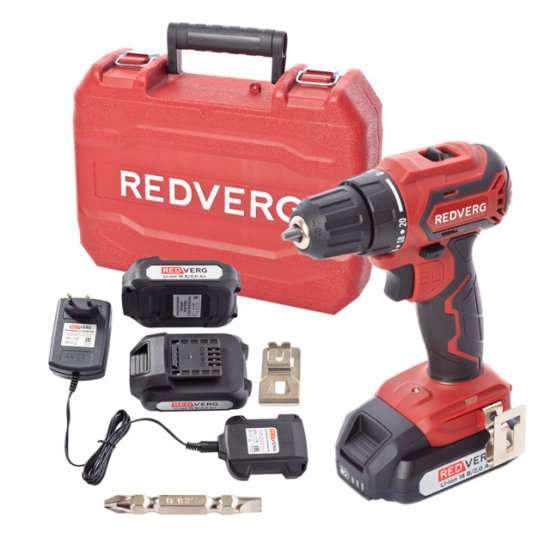 Дрель-шуруповерт REDVERG RD-S18MBL/U 42Нм 18В 2Ач 2АКБ