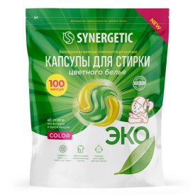 Капсулы для стирки SYNERGETIC Color 100x12г