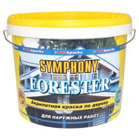Краска акрилатная фасадная SYMPHONY Forester база С шелковисто матовая 9л бесцветная, арт.1100274