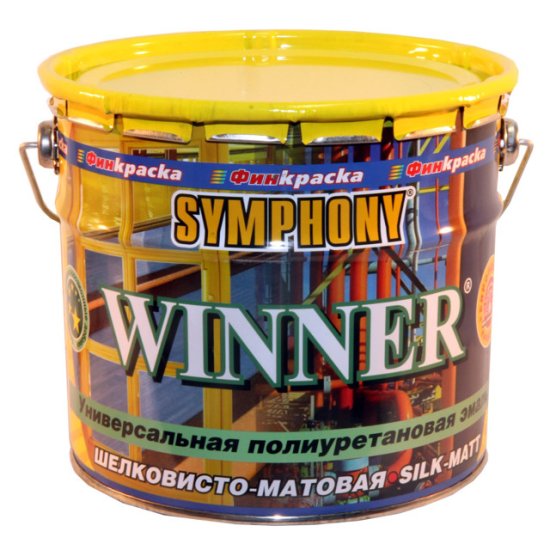 Эмаль полиуретановая SYMPHONY Winner универсальная база А шелковисто матовая 2,7л белая, арт.10515