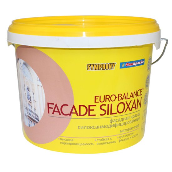 Краска фасад в/э SYMPHONY Euro Balance Facade Siloxane база LC матовая 2,7л бесцветная, арт.1100254