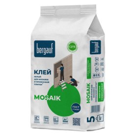 Клей плиточный BERGAUF Mosaik белый сверхпрочный 5кг