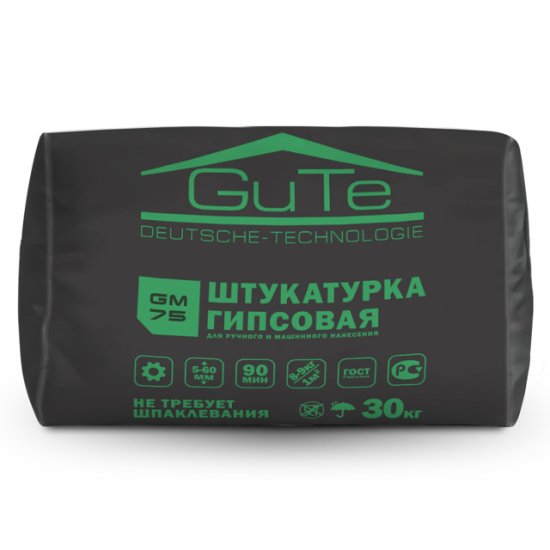 Штукатурка гипсовая для внутр.работ GUTE GM75 ручн. машинн. 30кг