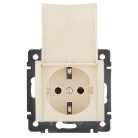 Розетка 1 пост LEGRAND Valena с/з б/ш с крышкойслоновая кость