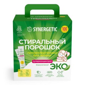Порошок стиральный SYNERGETIC Эко Универсальный 100 стиков 2,5кг концентрат
