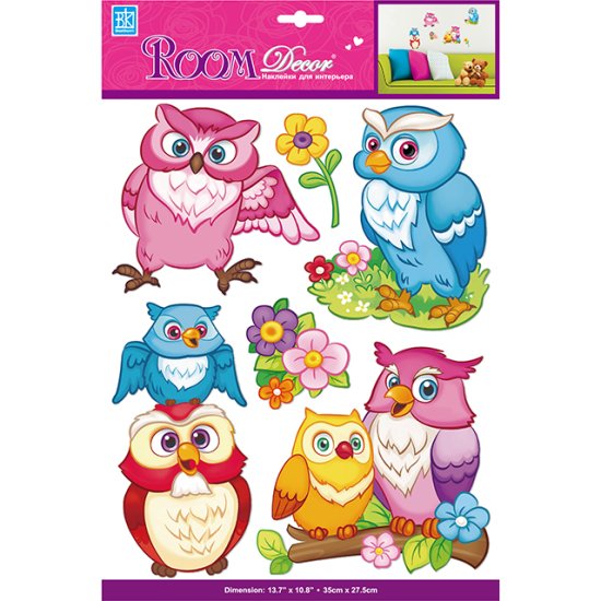 Наклейка ROOMDECOR Совушки 27,5х35см, арт.PSA 6808