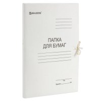 Папка с завязками BRAUBERG А4 белая картон