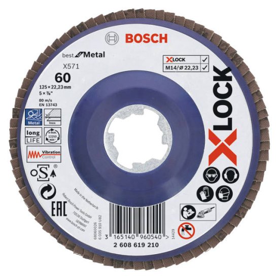 Круг лепестковый BOSCH X-LOCK X571 Best for Metal 125х22,23мм G60