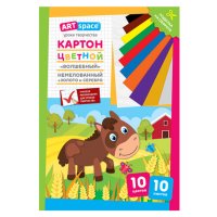 Картон цветной ARTSPACE Волшебный А4 10л 10цв (золото и серебро)