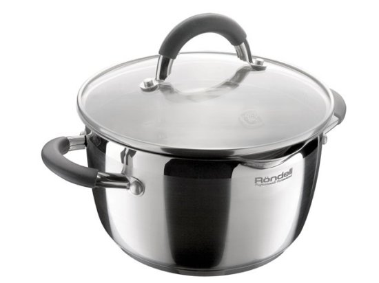Кастрюля RONDELL Flamme 3,2л 20см нерж.сталь стеклянная крышка