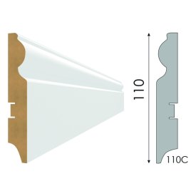 Плинтус МДФ STELLA 110C 2000х110х16мм белый под покраску