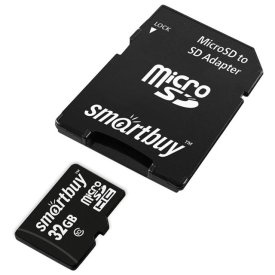 Карта памяти micro SDHC SMARTBUY 32GB Class 10 с адаптером SD LE