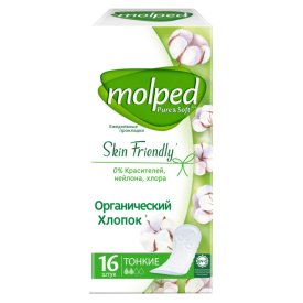 Прокладки MOLPED Pure&Soft Skin Frendly Органический Хлопок тонкие 16шт