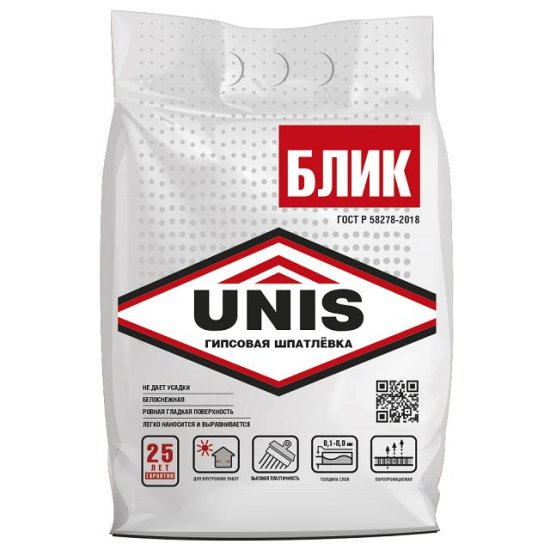 Шпатлевка гипсовая для внутр.работ UNIS Блик 5кг